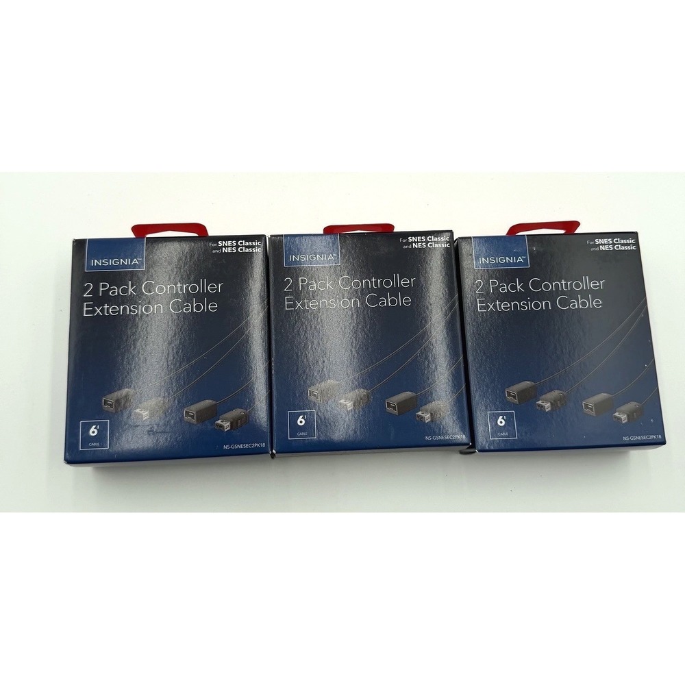 Lot of 3 Insignia 2 Pack 6ft Controller Extension Cables NES SNES Classic NEW
